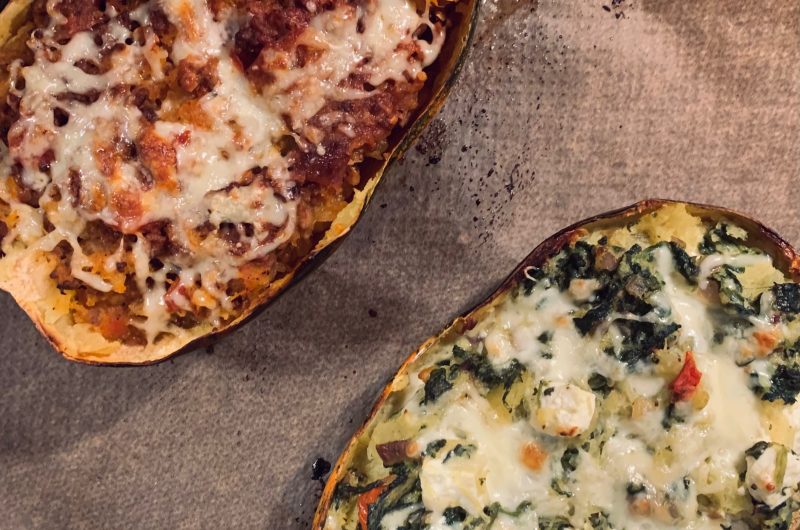 Spaghetti-Kürbis Zweierlei - Veggi und Hack