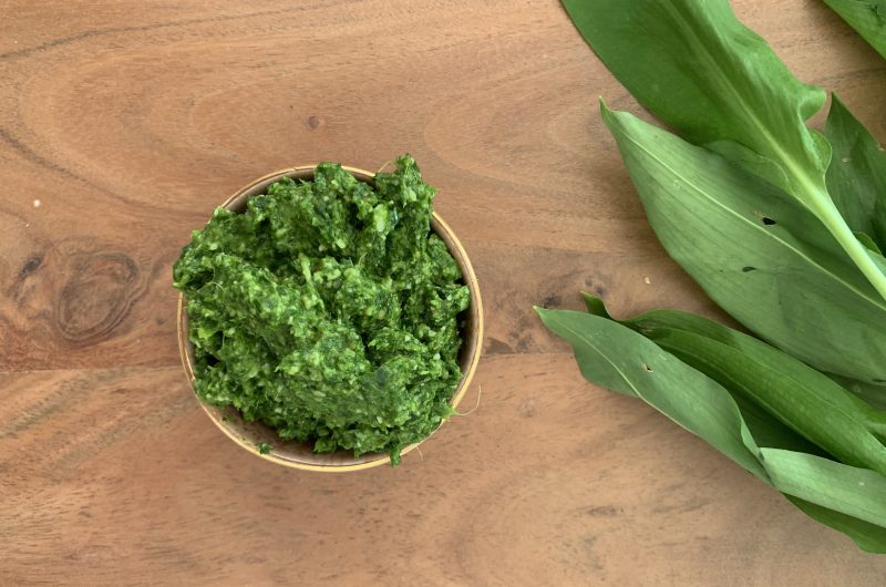 Selbstgemachtes Rucola-Bärlauch-Pesto