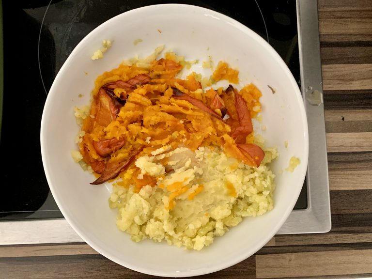 Zermatschte Kartoffeln und Kürbis Zermatschte Kartoffeln und Kürbis